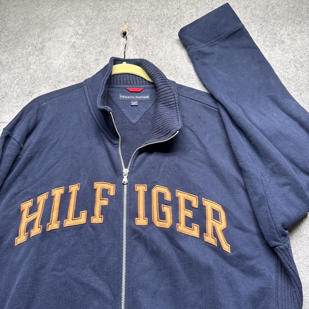 Tommy Hilfiger Men's Zip Up Jacket XXL Embroidered Spellout Y2K Streetwear